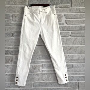 White Modern Skinny Jeans Bottom Side buttons